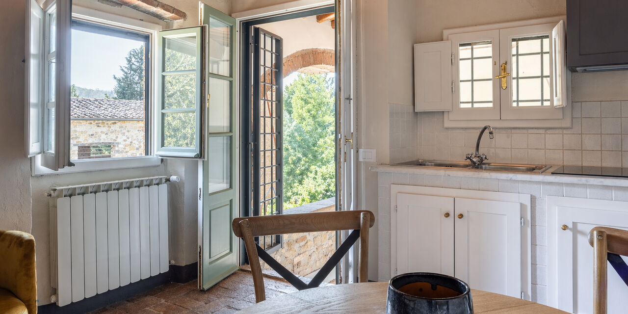 Maison Badia a Passignano - Accommodation:&nbsp;Aleatico: Autumn, Kitchen, Living Room, Spring, Summer