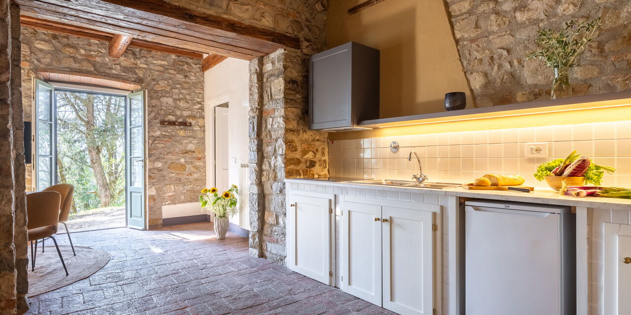 Maison Badia a Passignano - Accommodation:&nbsp;Prugnolo Gentile: Autumn, Kitchen, Living Room, Spring, Summer