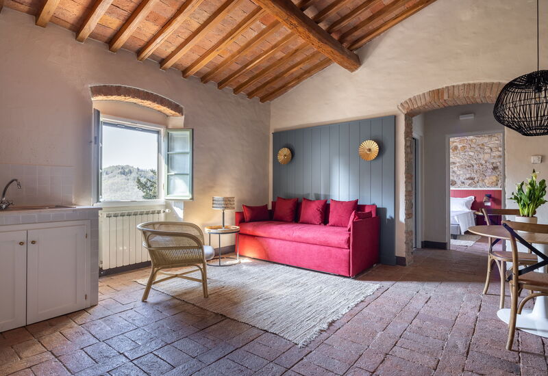 Maison Badia a Passignano: Frühling, Herbst, Sommer, Wohnzimmer