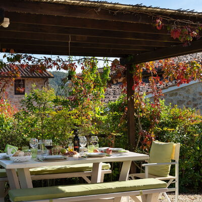 Borgo le Mura - Accommodation:&nbsp;Villa la Corte: Activities, Autumn, Balcony / Terrace / Patio, Building Exterior, Outdoor, Spring, Summer