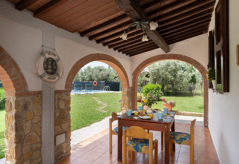 Villa i Cipressi: Balcony / Terrace / Patio, Building Exterior, Garden, Pool, Summer